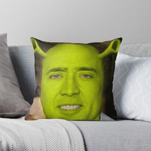Nicolas Cage - Shrek Throw Pillow Cushion Cover Polyester throw pillows case on sofa home living room car seat decor 45x45cm