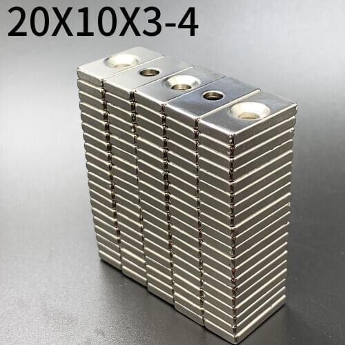 Neodymium Magnet 20 x10x 3 holes 4 N35 square super strong strong permanent Magnet block rare earth refrigerator Magnet