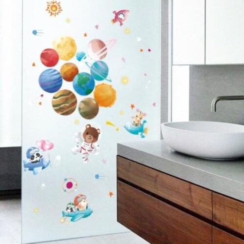 Cartoon bear space childrens room decoration stickers porch classroom background decoration wall stickers