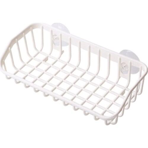 Plastic Sink Shelf Kitchen Sponge Holder Rack Drain Basket with Double Suction Cups for Home Bathroom SUB Sale