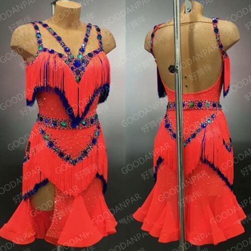 Rumba jive chacha latin dance dress, ballroom dress, dans slijtage fringe latin dress latin dance competition costumesdance wear