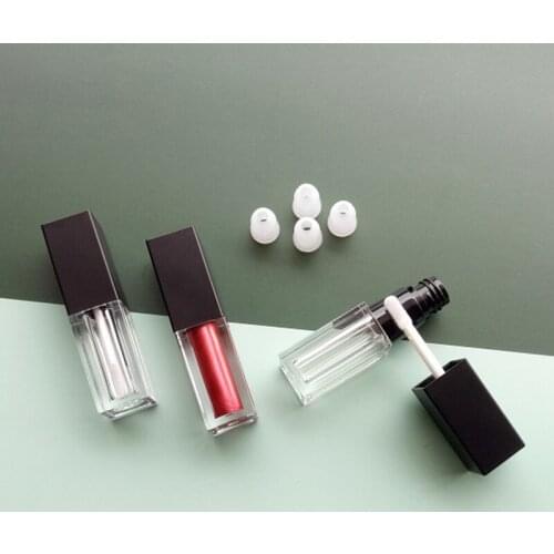 Empty Lipgloss 50pcs 3ml Black Square Lip Gloss Tube Small Lipstick Tube with Leakproof Inner Sample Cosmetic Container