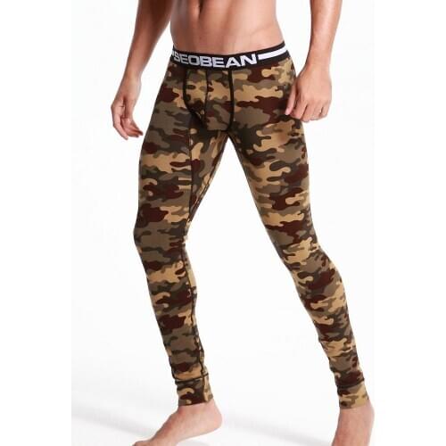 Seobean mens Camouflage cotton Long Johns Winter Thermal Underwear Leggings