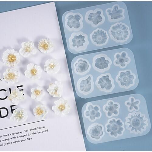 Flower Silicone Mold (6 Cavity) Daisy Mold Flower Mold Floral Cabochon Mold Epoxy Resin Crafts Jewelry Tools UV Resin Mold