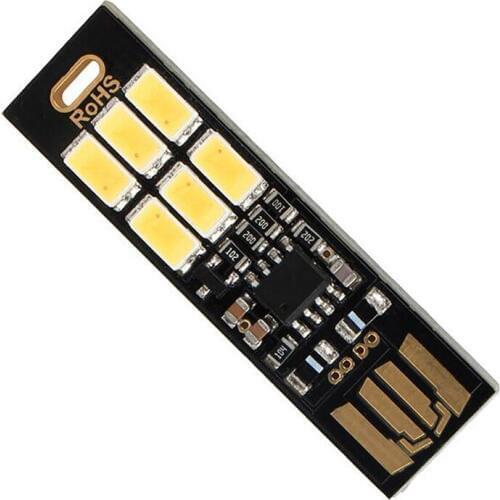 6 LED Super Bright Night Light White/ Warm White Touch Control USB Night Light for Notebook Computer Portable Camping Lighting