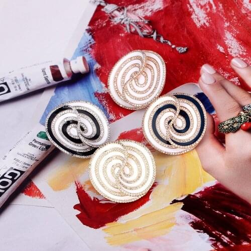 TIRIM Round Vortex Enamel Cubic Zirconia Dangle Stub Earrings Dangle Earrings for Women Party Wedding Prom Anniversary