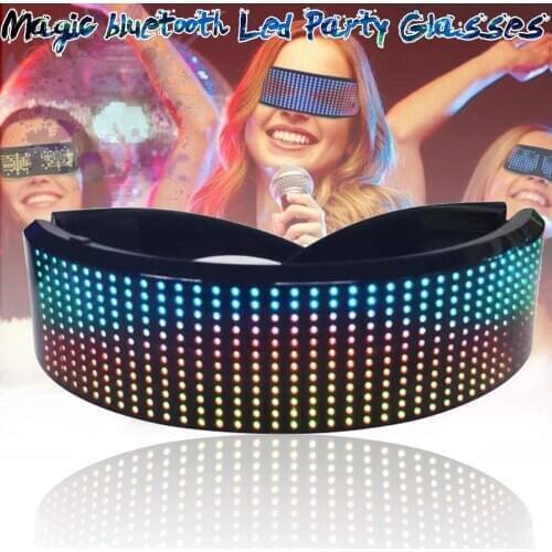 Magic bluetooth Led Party Glasses APP Control Shield Luminous Glasses USB Charge DIY Quick Flash Full Color Led Shining Glasses