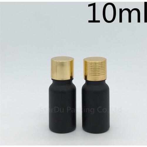 High-quality 10ML Black Frosted Glass Bottle Vials Essential Oil Bottle Perfume bottles Aluminum cover plug 10cc 200pcs/lot