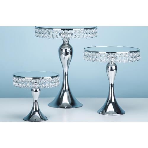 1pcs-5pcs mirror cupcake mirror cake stand set silver & gold color display sweet cake decoration