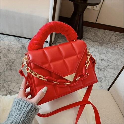 Womens bag new European and American retro Lingge Chain Handbag fashion one shoulder straddle bag