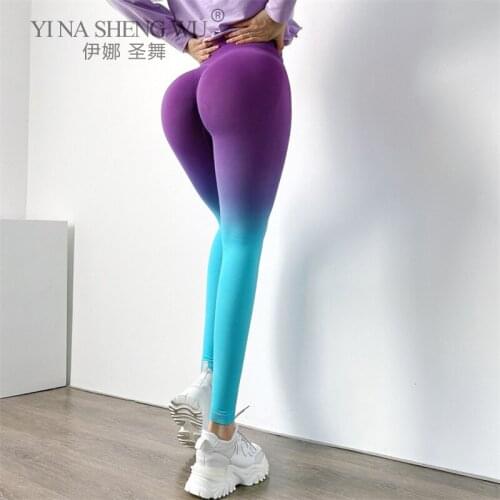 Women Activewear Gradient Yoga Pants Butt Lift Seamless Fitness Leggings Gym Tights Women Running Pants Female Workout Trousers