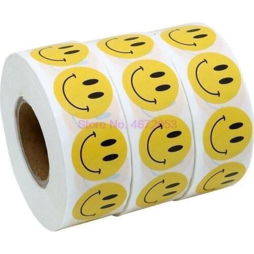 100 rolls Smiley happy face Stickers seal labels 500 Labels/roll cute stickers for theacher and student sticker stationery
