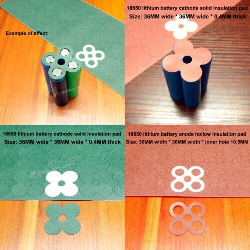 100pcs/lot 18650 green paper lithium battery high temperature insulation gasket battery 4P blue paper hollow