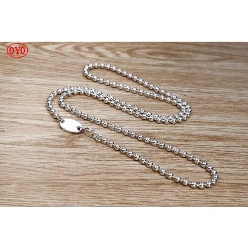 100%S925 pure silver jewelry Kroll cross sweater Necklace 3mm long fashion all-match Silver Necklace