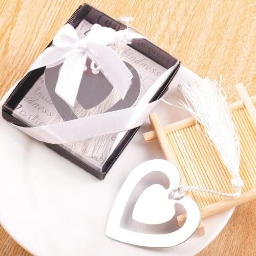 25 pieces/lot) Anniversary Souvenirs Hollow Heart In Heart Bookmark For Wedding Engagement Christening Graduation Gift BK005