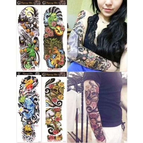 4 Sheets Extra Large Temporary Tattoos, Full Arm