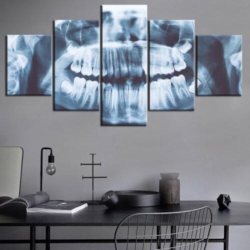 5PCS Modern Science Fiction Style X-ray Tooth Painting HD Print Art Poster Living Room Photo Wall Home Decoration Without Frame