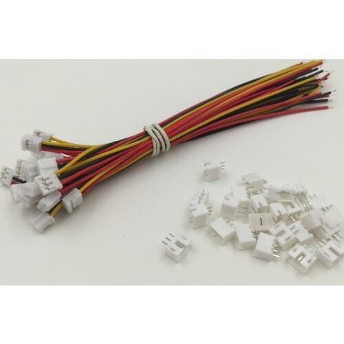 50 SETS Mini Micro JST 2.0 PH 3-Pin Connector plug with Wires Cables 100MM