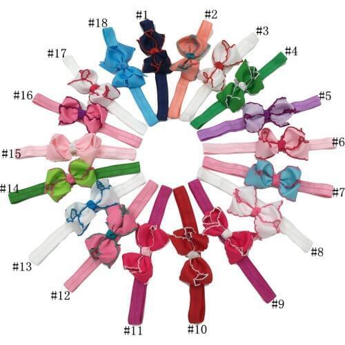 XIMA 18pcs/lot Bows Headbands DIY Grosgrain Ribbon Bow Elastic Hair Bands For Kids Hair Accessories