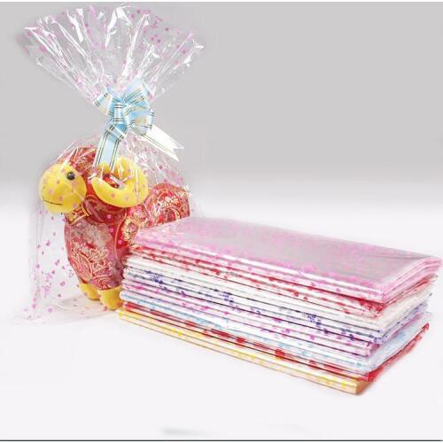 Large Clear flower printed Packaging Bag DIY Candy Cookie Biscuit packaging plastic bag Plastic Gift Bag for Wedding Party