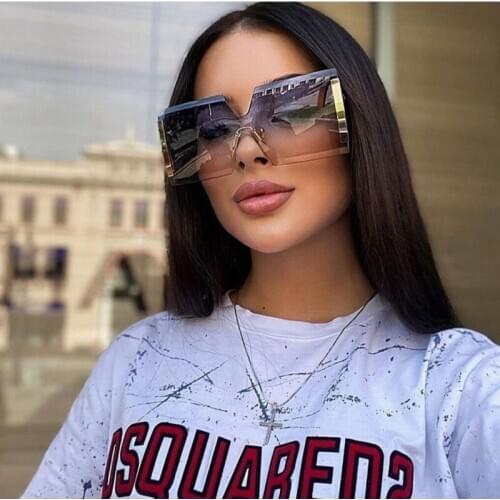 One-piece Frameless Female Sunglasses All-match High-quality Classic Fashion Big Frame Personality Elegant Trend Sunglasses