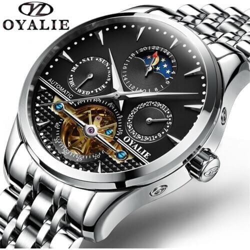 OYALIE Mens Watch Top Brand Luxury Stainless Steel Male Sports Watches Men Automatic Mechanical Watch Wrist Relogio