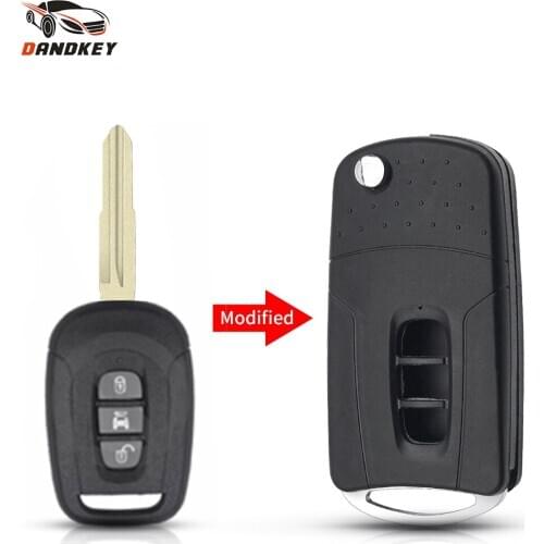 Dandkey 10pcs Modified Flip Car Key Case For Chevrolet Captiva 3 Buttons Replacement Folding Blank Key Shell Uncut Cover Blade