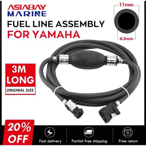 For Yamaha Outboard 3m Fuel Line Assembly 1/4 Inch 6mm Gas Hose Connector Primer Bulb Motor Boat Pipe Marine Engine Part
