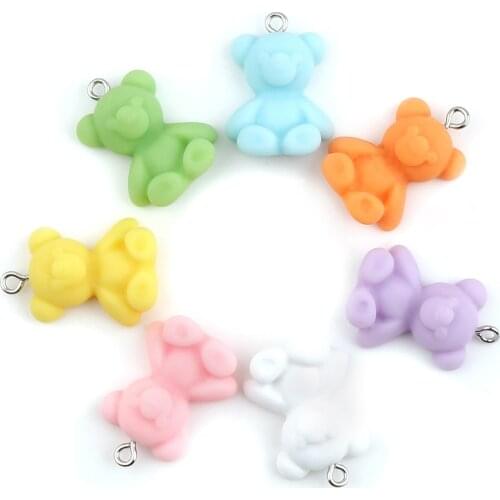 Doreen Box Fashion Resin Charms Bear Animal At Random Color Frosted Pendants DIY Making Earrings Jewelry,1Packet (10PCs/Packet)