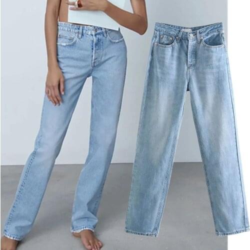 Jenny&Dave Women Boyfriend Jeans Enlgand Style High Street Washed Denim Woman High Waist Jeans Straight Jeans For For Women