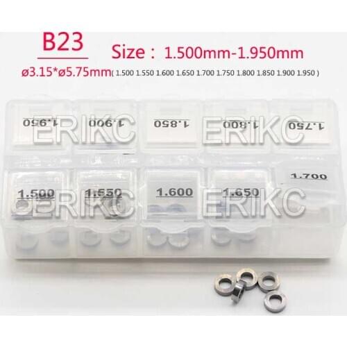 ERIKC Injector Nozzle Washer B23 Shims 50PCS Auto Diesel Engine Common Rail Injektor Gasket Sizes 1.50-1.95mm 3.15x5.75mm