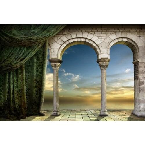 Seaside Palace Curtain Arch Photography Backgrounds Customized Baby Child Portrait Photographic Backdrops For Home Photo Studio