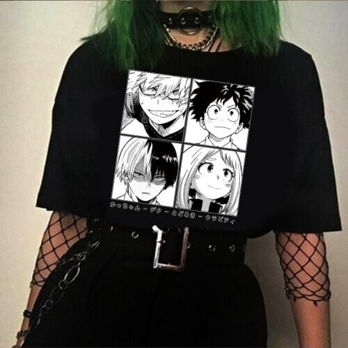 Anime Harajuku T-Shirt My Hero Academia Shoto Todoroki Bakugou Anime Tops Tees