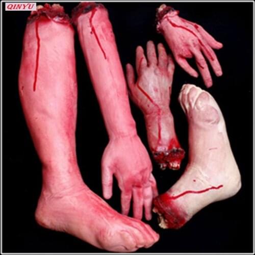 Halloween Broken Finger Hand Foot Blood Horror Halloween Decoration Severed Bloody Limbs Hand Novelty Dead Broken Hand Props 6Z