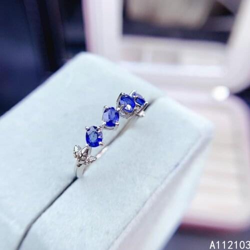 KJJEAXCMY fine jewelry 925 sterling silver inlaid Natural sapphire Girl elegant Chinese style leaf GEM PENDANT support test