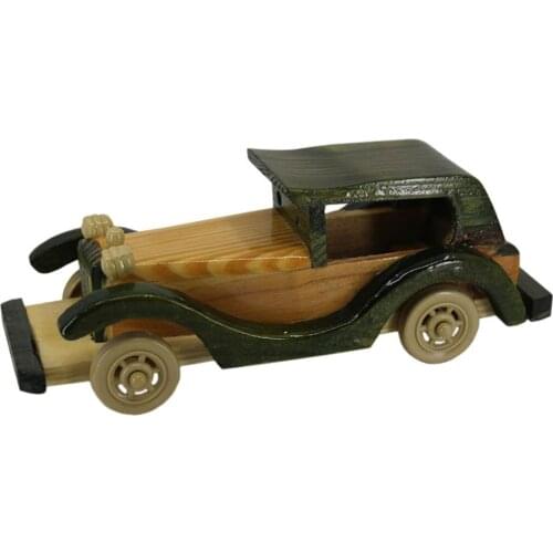Classic Wooden Car Handmade 19 Cm Home Decor Gift Nostalgic Car Natural Quality Products Green Color