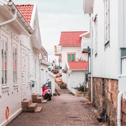 Laeacco Old Gray Rural House Town Stone Alley Street Scenic Photo Background Photography Backdrop Photocall Photo Studio