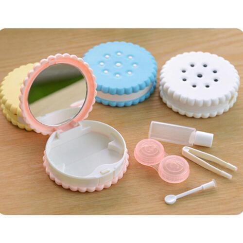 Hot Sale 1PCS Easy Carry Popular Cartoon Cookies Shape Contact Lens Case Box Container Lovely Travel Kit Box Glasses Accessories