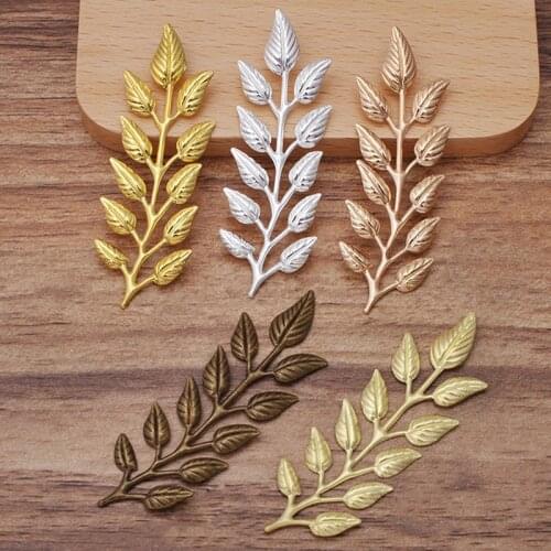 20pcs 19x64mm DIY Leaf Copper Charm Pendant Gold Color Accessories for Necklace Jewelry Making Components Handmade Craft