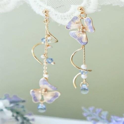 Fashion Flower Drop Earrings Rhinestone Leaf Imitation Pearl Pendant Earrings Dangle Earrings for Women Jewerly Gifts