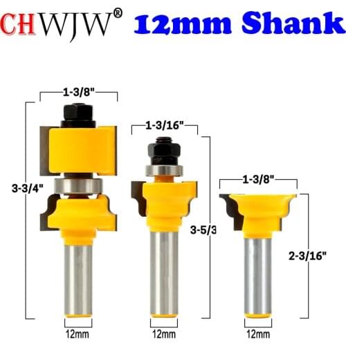 CHWJW 12mm Shank 3PC Window Sash Router Bit Set