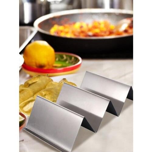 2021 Taco Holder Stand Stainless Steel Taco Rack Shell With Handles Oven Grill And Dishwasher Safe Smooth Edge kitchen tools