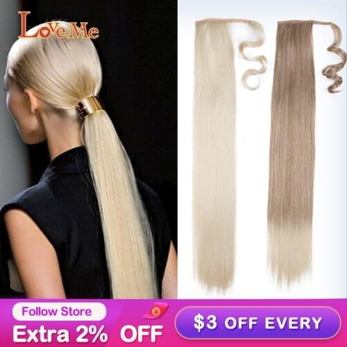 Straight Ponytail Hair Synthetic Clip in Ponytail Hair Ombre Golden 32 inch Resistant Synthetic Pony Tail Fake Synthetic Hair