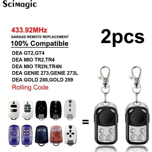 2pcs DEA MIO TR2 TR4 Garage Gate Remote Controls GT2 GT4 MIO TR2N TR4N GOLD 288 289 Rolling Code 433MHz 433.92 Keychain Barrier