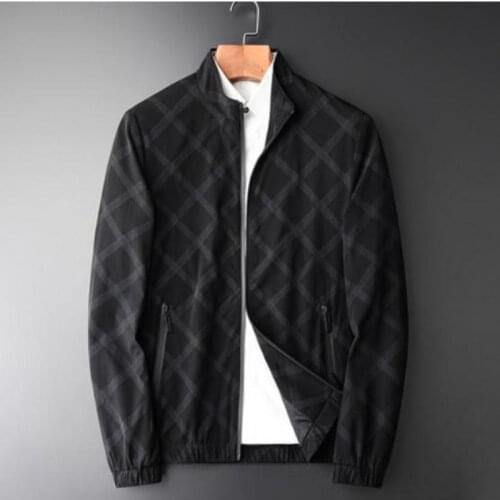 21N Male Jacket Luxury Stand Collar Plaid Printed Mens Jackets And Coats Spring And Autumn Slim Fit Man Jacket Plus Size 4XL