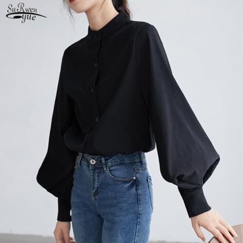 Blusas Mujer Fashion Women Shirt Lantern Long Sleeve Women Shirts Solid Stand Collar Blouse Womens Tops and Blouses 2516 50