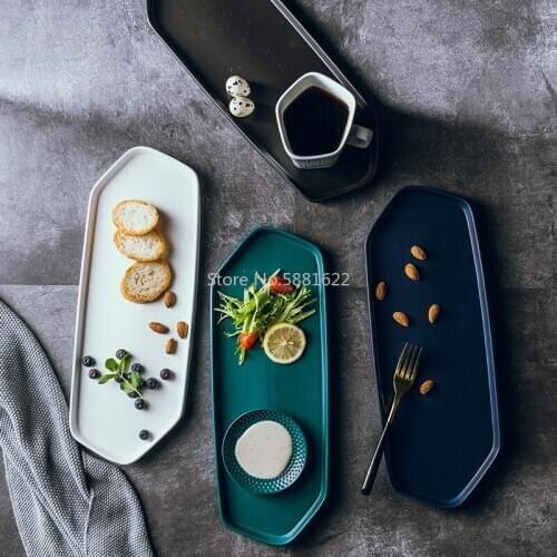 Nordic Ceramics Sushi Plate Irregular Household Plate Tray Flat Breakfast Dish Western Plate Tableware 4 Colors