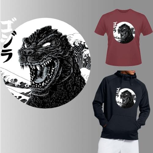 Cartoon Dinosaur Iron Patches For Clothing Boy Man T-Shirt Jeans Thermo Sticker Stripes On Clothes Heat Transfer DIY Patch