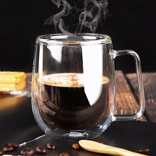 Double Wall Handmade Glass Heat Resistant Tea Coffee Drink Cup Insulated Clear Glass Whiskey Drinkware