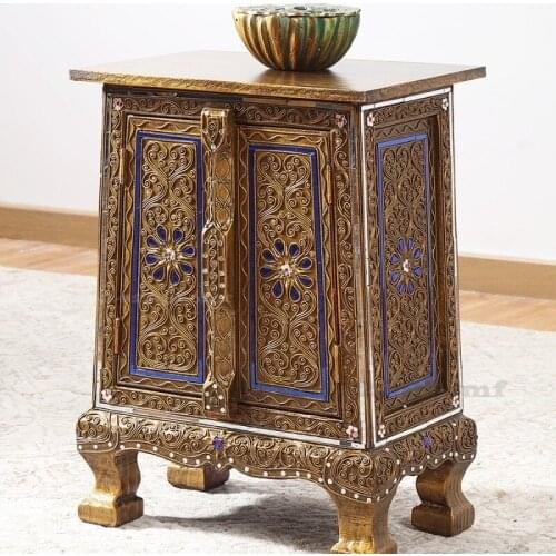 Thai Style SPA Solid Wood Bedside Cabinet Southeast Asian Style Bedroom Bedside Cabinet Small Furniture Storage Cabinet